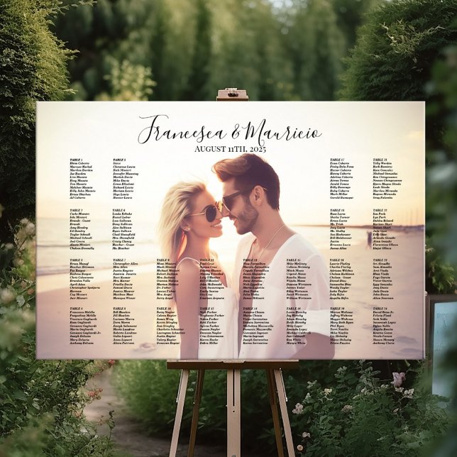 Poster Gráfico de assentos de casamento com foto editável (Criador carregado)