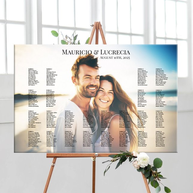 Poster Gráfico de assentos de casamento com foto editável (Criador carregado)