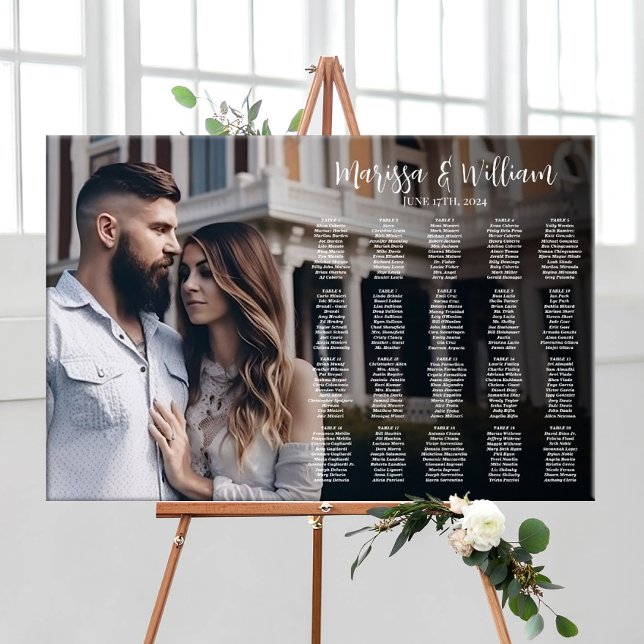 Poster Gráfico de assentos de casamento com foto editável (Criador carregado)