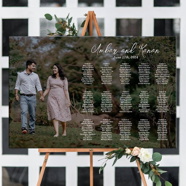 Poster Gráfico de assentos de casamento com foto editável (Criador carregado)