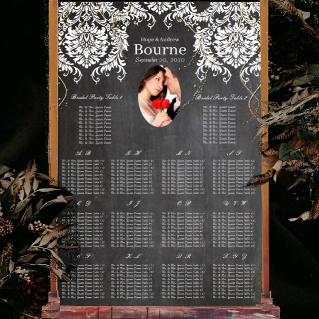 Poster Gráfico de Assentos de Casamento com Foto em Damas (To see frame pricing, please enter your frame and mat options.)