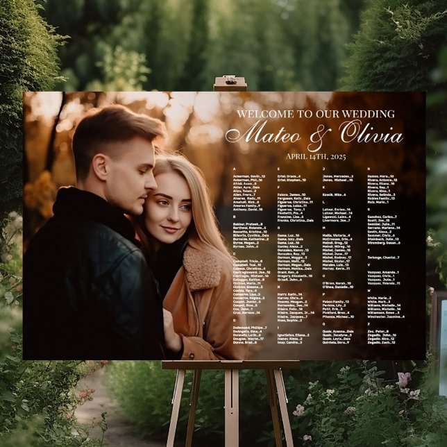 Poster Gráfico de assentos de casamento com fotografia al (Criador carregado)