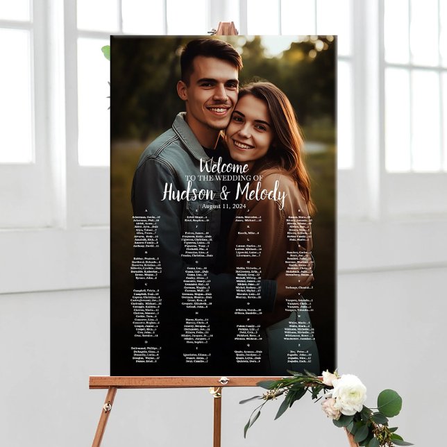Poster Gráfico de assentos de casamento com fotografia al (Criador carregado)