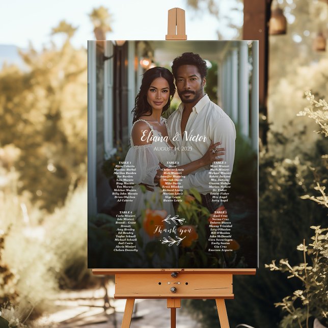 Poster Gráfico de assentos de casamento com fotos elegant (Criador carregado)