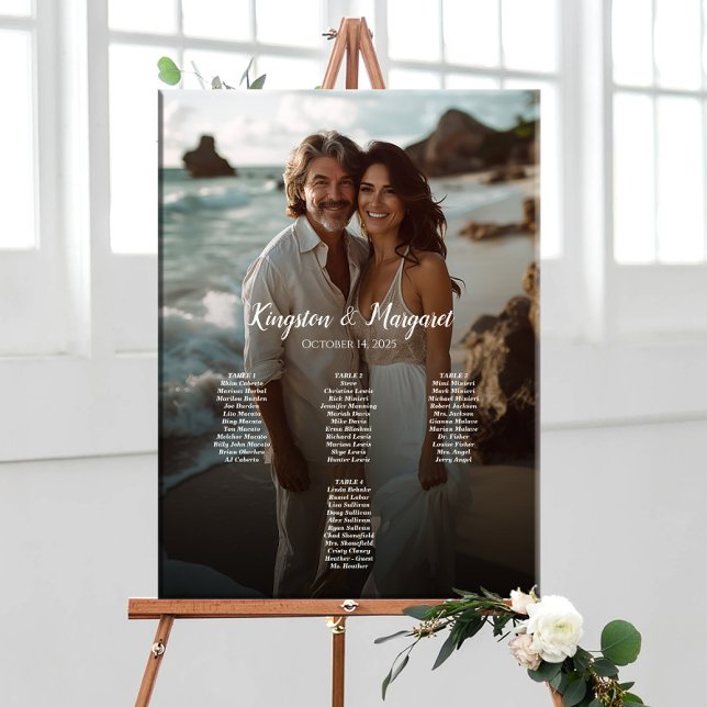 Poster Gráfico de assentos de casamento com fotos elegant (Criador carregado)