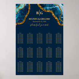 Poster Gráfico de Assentos de Casamento com Glitter Doura