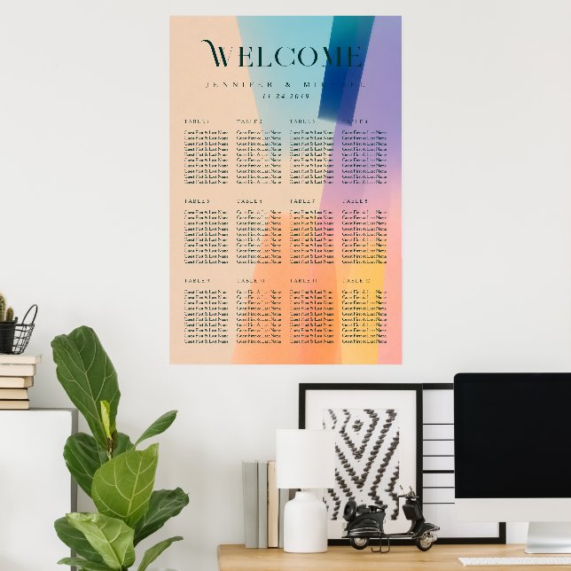 Poster Gráfico de Assentos de Casamento com Gradiente Mod (Escritório em casa)