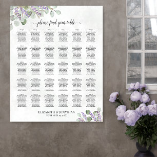 Poster Gráfico de Assentos de Casamento com Lavanda e Euc