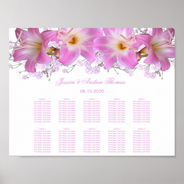 Poster Gráfico de Assentos de Casamento com Lírios Bellad (Frente)