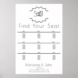 Poster Gráfico de Assentos de Casamento com Logotipo de A