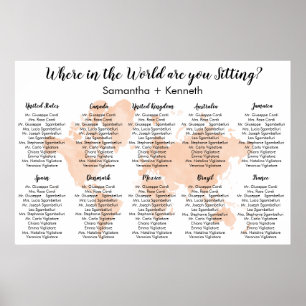 Poster Gráfico de Assentos de Casamento com Mapa de Blush