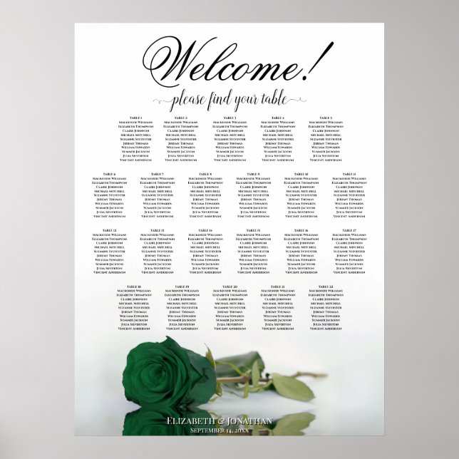 Poster Gráfico de Assentos de Casamento com Mesa de 22 Ro (Frente)
