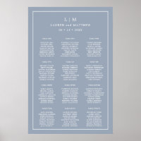 Gráfico de Assentos de Casamento com Monograma Azu