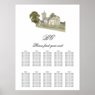 Poster Gráfico de Assentos de Casamento com Monograma Tra
