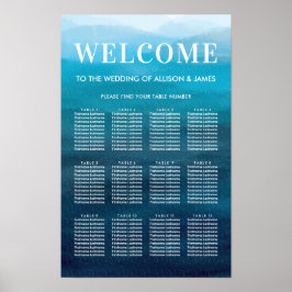 Poster Gráfico de Assentos de Casamento com Ondas Azuis O