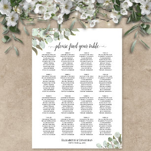 Poster Gráfico de Assentos de Casamento com Raminhos de E