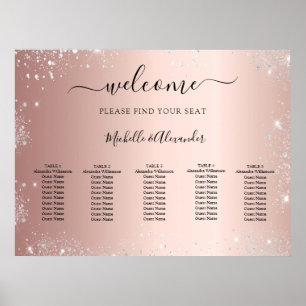 Poster Gráfico de assentos de casamento com relva rosa do