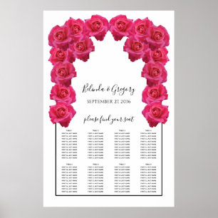 Poster Gráfico de Assentos de Casamento com Rosas Pink Rú
