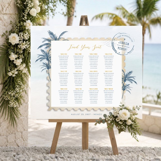 Poster Gráfico de Assentos de Casamento com Selo Costeiro (Criador carregado)