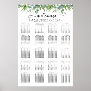 Poster Gráfico de Assentos de Casamento com Simples Verde