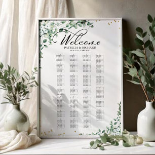Poster Gráfico de Assentos de Casamento com Verde em Orde