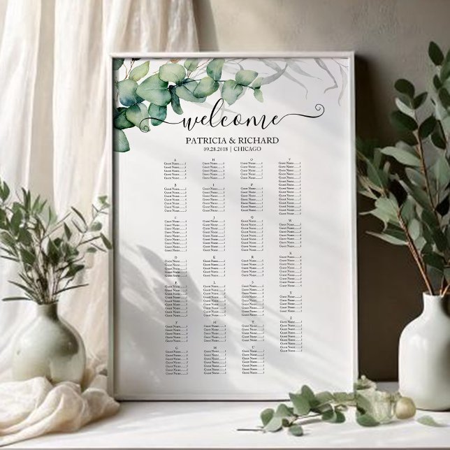 Poster Gráfico de Assentos de Casamento com Verde em Orde (Criador carregado)