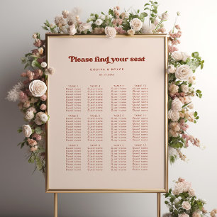 Poster gráfico de assentos de casamento cor-de-pêssego na