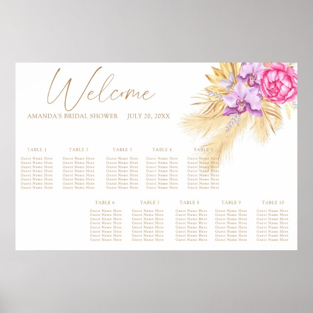 Poster Gráfico de assentos de casamento das flores do aqu (Frente)