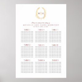 Poster Gráfico de assentos de casamento das folhas vermel