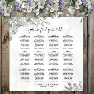 Poster Gráfico de Assentos de Casamento de 12 Mesas Lavan