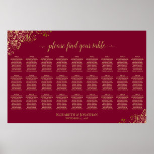 Poster Gráfico de Assentos de Casamento de 27 Mesas Burgu