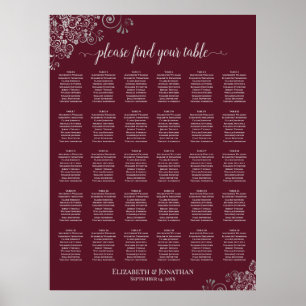 Poster Gráfico de Assentos de Casamento de 30 Mesas com P
