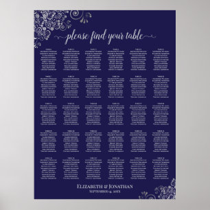 Poster Gráfico de Assentos de Casamento de 30 Mesas com P