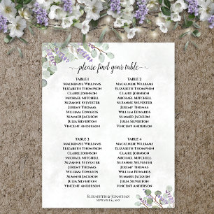Poster Gráfico de Assentos de Casamento de 4 Mesas Lavand