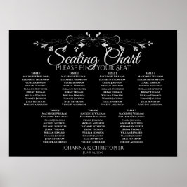 Poster Gráfico de Assentos de Casamento de 7 Mesas Silver