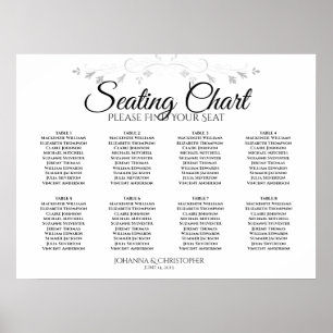 Poster Gráfico de Assentos de Casamento de 8 Mesas Simple