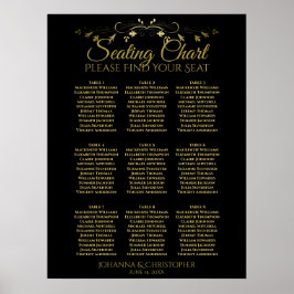 Poster Gráfico de Assentos de Casamento de 9 Mesas Simple