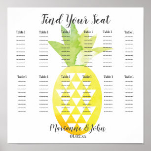 Poster Gráfico de Assentos de Casamento de Abacaxi Tropic