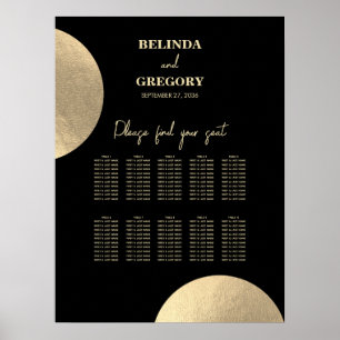 Poster Gráfico de Assentos de Casamento de Abstrato Preto