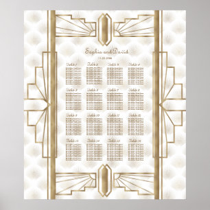 Poster Gráfico de Assentos de Casamento de Arte Deco do E