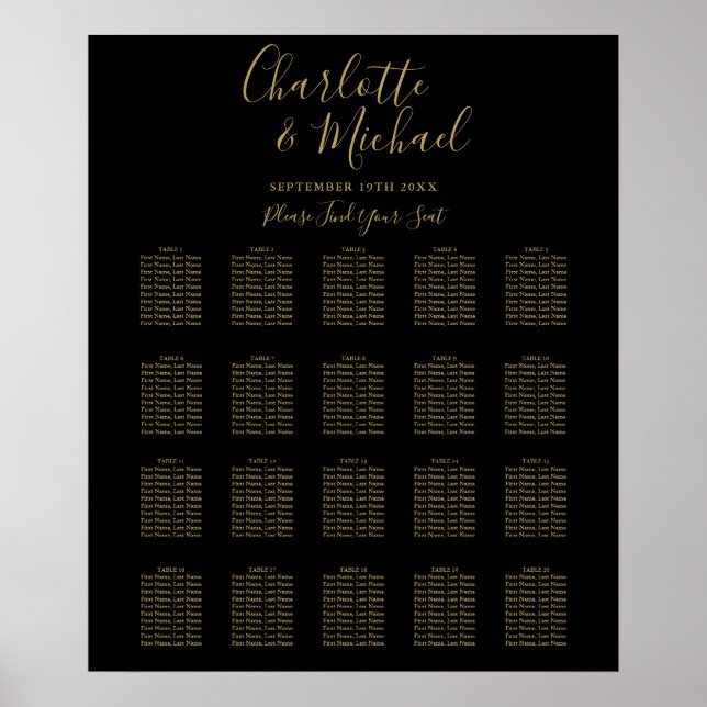 Poster Gráfico de Assentos de Casamento de Assinatura Pre (Frente)