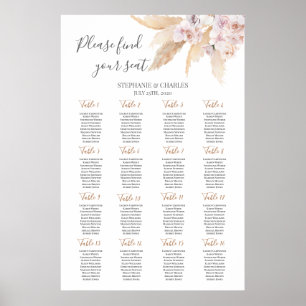 Poster Gráfico de Assentos de Casamento de Boho Chic no