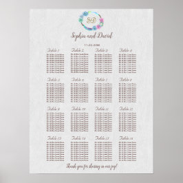 Poster Gráfico de Assentos de Casamento de Boho Succulent