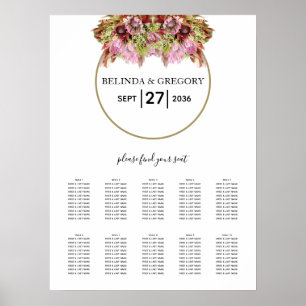 Poster Gráfico de Assentos de Casamento de Buquês de Fl