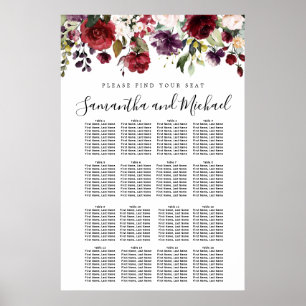 Poster Gráfico de Assentos de Casamento de Casamento de 1