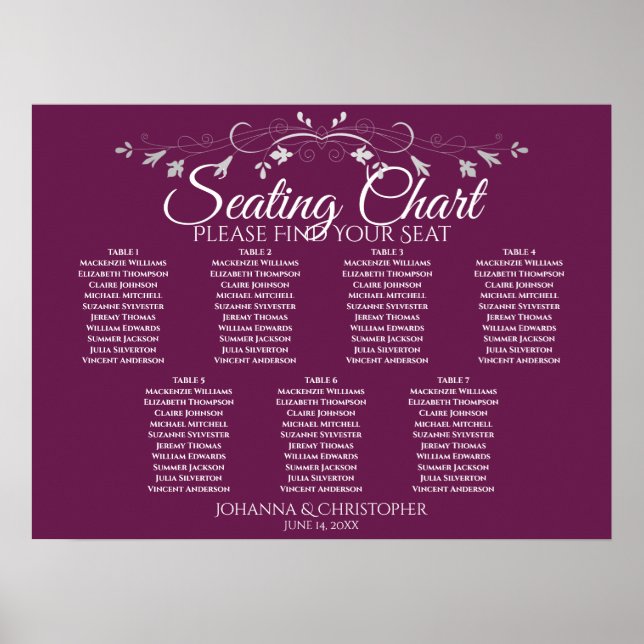 Poster Gráfico de Assentos de Casamento de Casamento de M (Frente)
