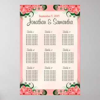 Poster Gráfico de Assentos de Casamento de Casamento de M