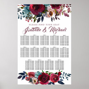 Poster Gráfico de Assentos de Casamento de Casamento de M