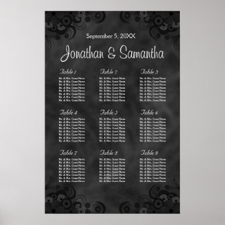 Poster Gráfico de Assentos de Casamento de Casamento de M