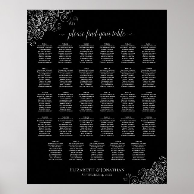 Poster Gráfico de Assentos de Casamento de Casamento de M (Frente)